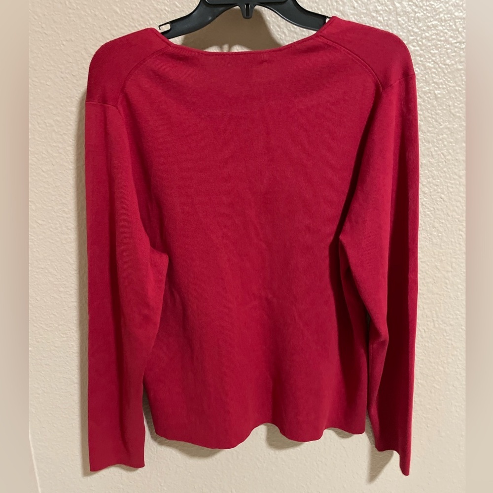 Charter Club Ruby Red Ribbed Knit Top - Picture 2 of 5